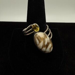 Artisan 925 Sterling Peanut Wood Jasper Citrine Ring 9